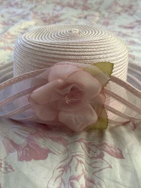 Classic Pink Straw Hat with Flower Accent